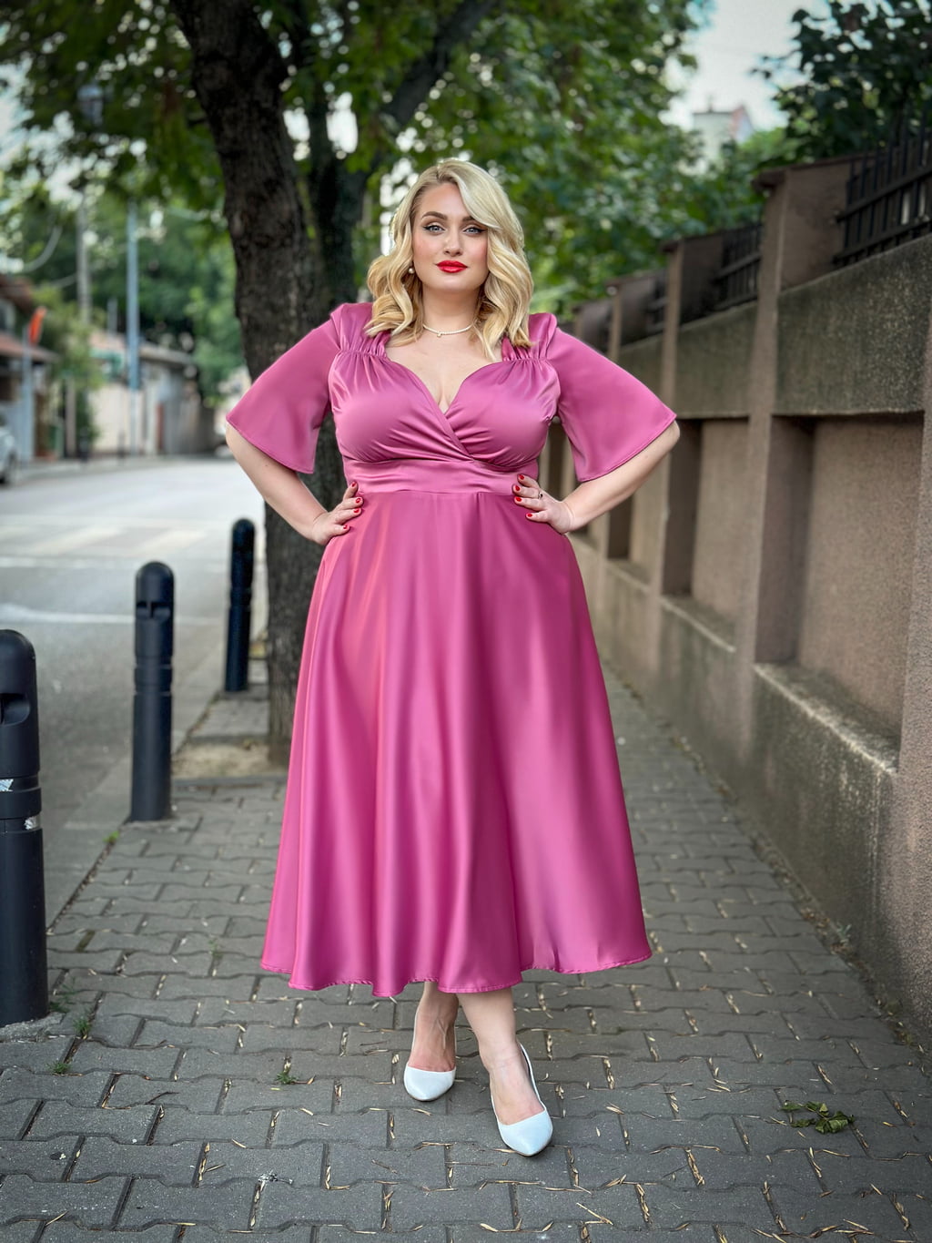 Easter Sale 69 Rochia Teodorita roz prafuit plus size idu fashion4