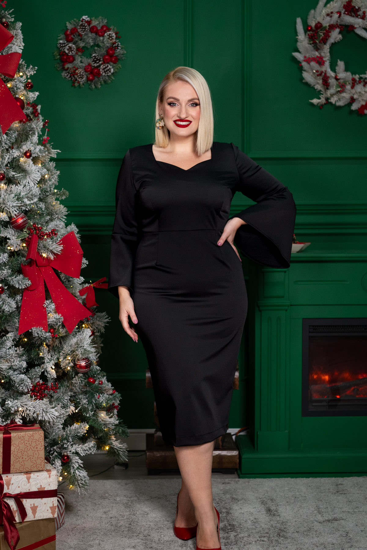 rochia elena neagra idu fashion plus size rochie eleganta2