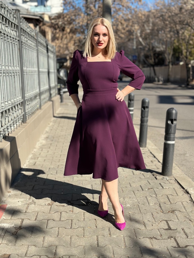 rochia magda mov inchis idu fashion plus size rochie office5