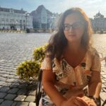 Rochia RALUCA din vâscoză Silka nude/bleu