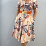 Rochia RALUCA din vâscoză Silka bleu/somon