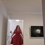 Rochia Maria red wine cu glitter