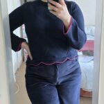 Pantalon raiat de catifea bleumarin