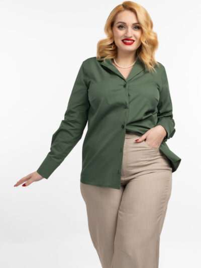 IDU Fashion - Stil fără măsură 30 camasa kaki bumbac poplin office idu fashion plus size2