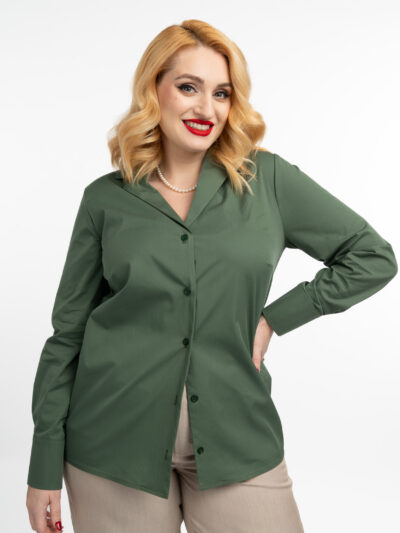 IDU Fashion - Stil fără măsură 32 camasa kaki bumbac poplin office idu fashion plus size7