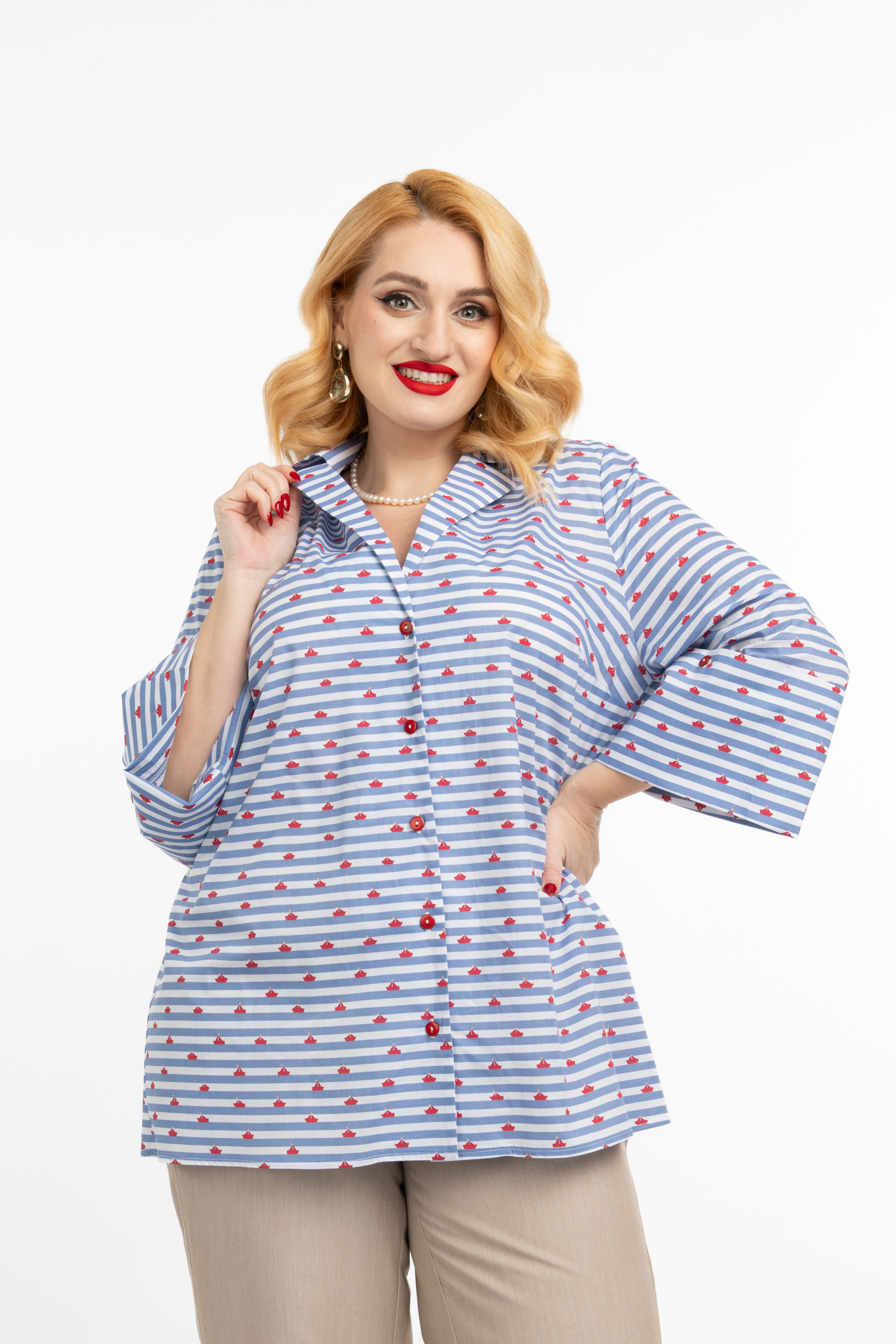 camasa oversized dungi rosu bumbac idu fashion plus size3