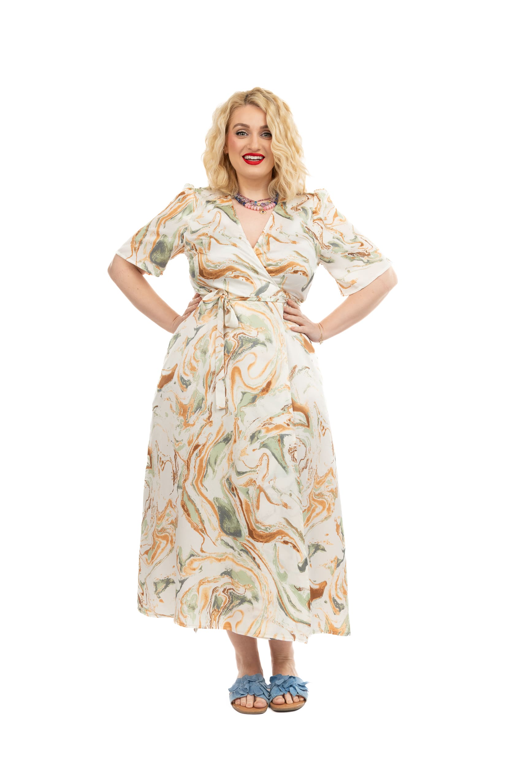 Rochia Denisa Beach Wear green marble rochie plus size4