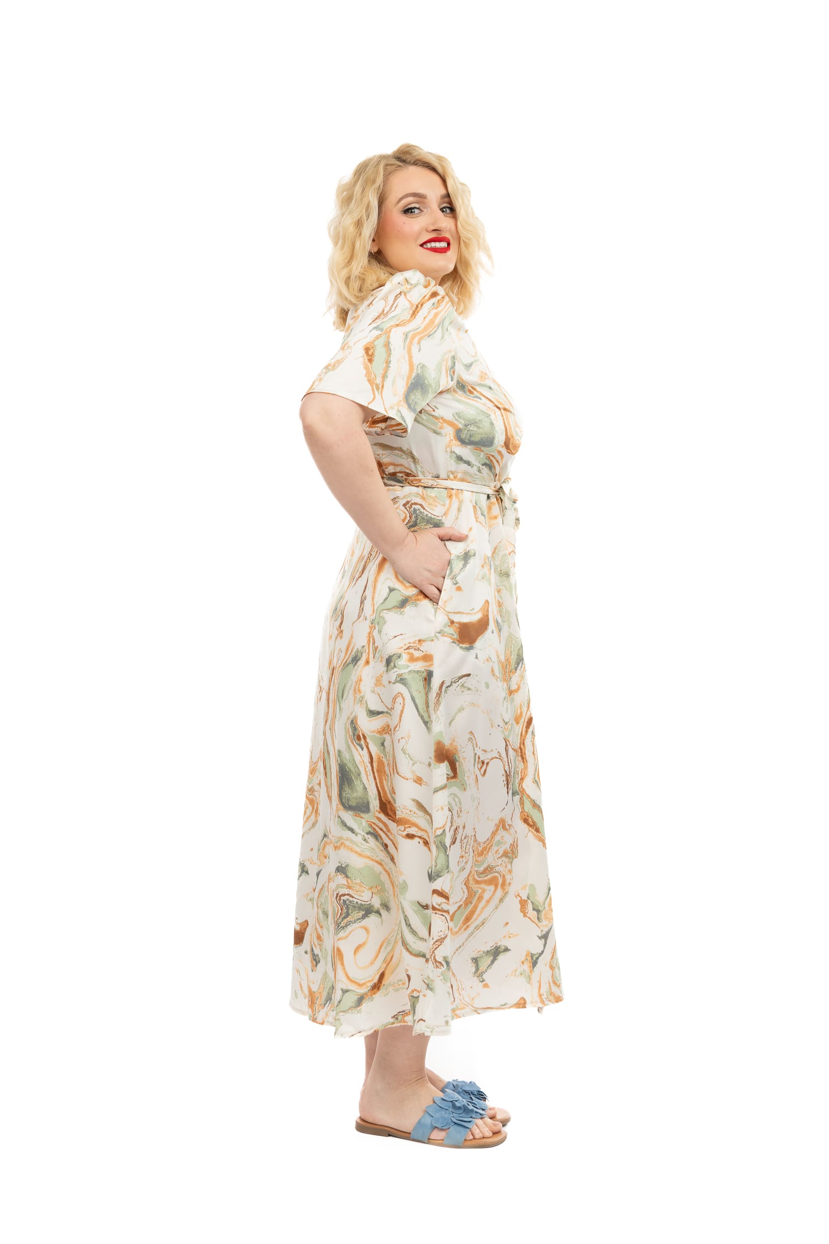 Rochia Denisa Beach Wear green marble rochie plus size7