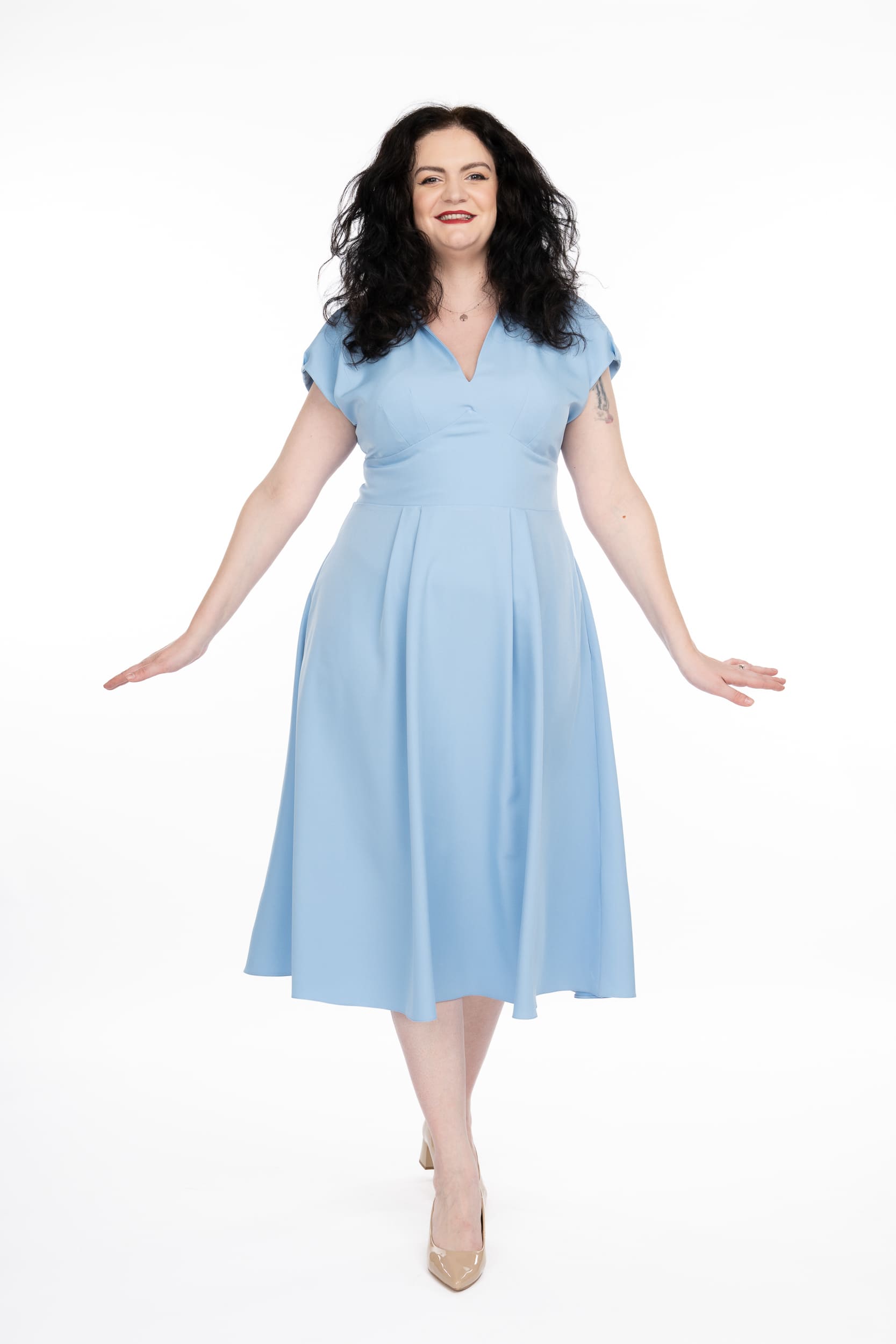 Rochia Ruxandra bleu idu fashion rochie bumbac1