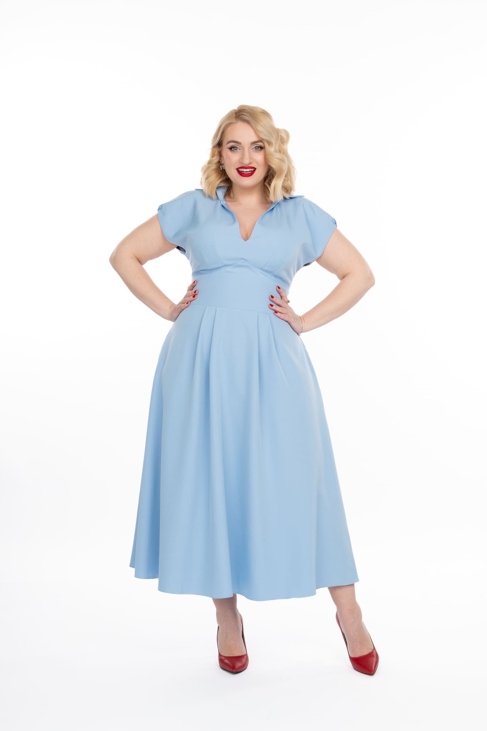 Rochia Ruxandra bleu idu fashion rochie bumbac6