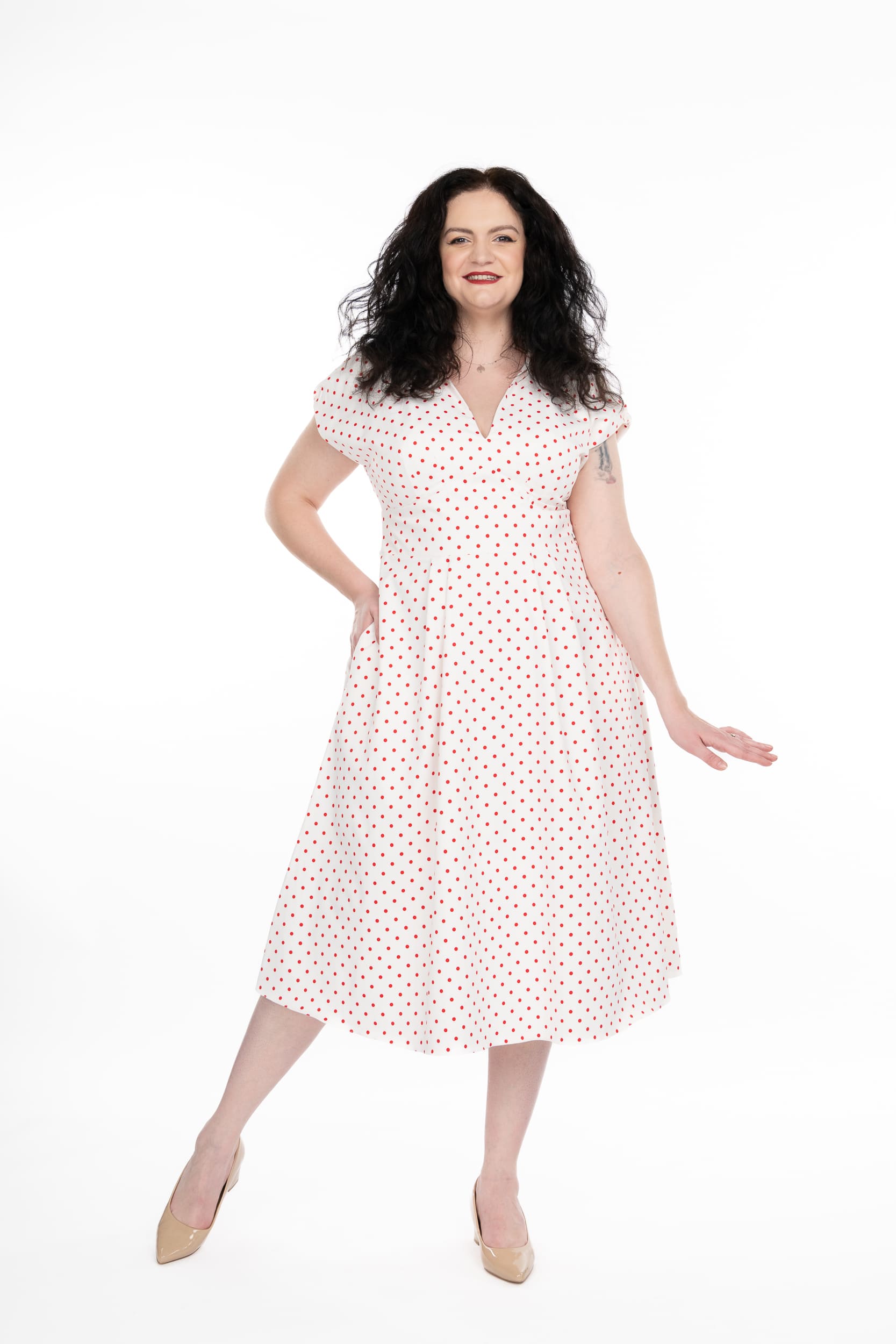 Rochia Ruxandra buline rosii idu fashion rochie bumbac1