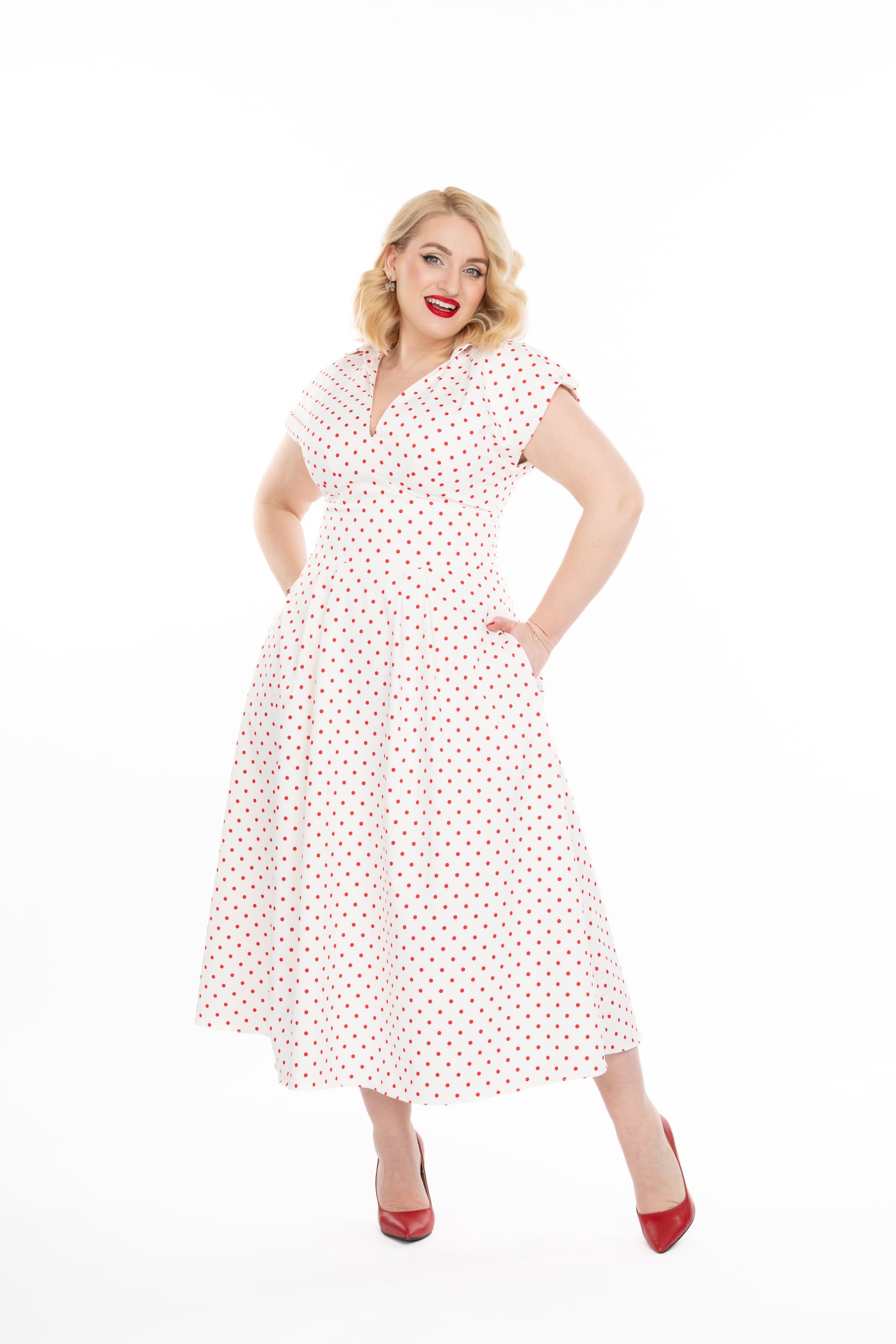 Rochia Ruxandra buline rosii idu fashion rochie bumbac9