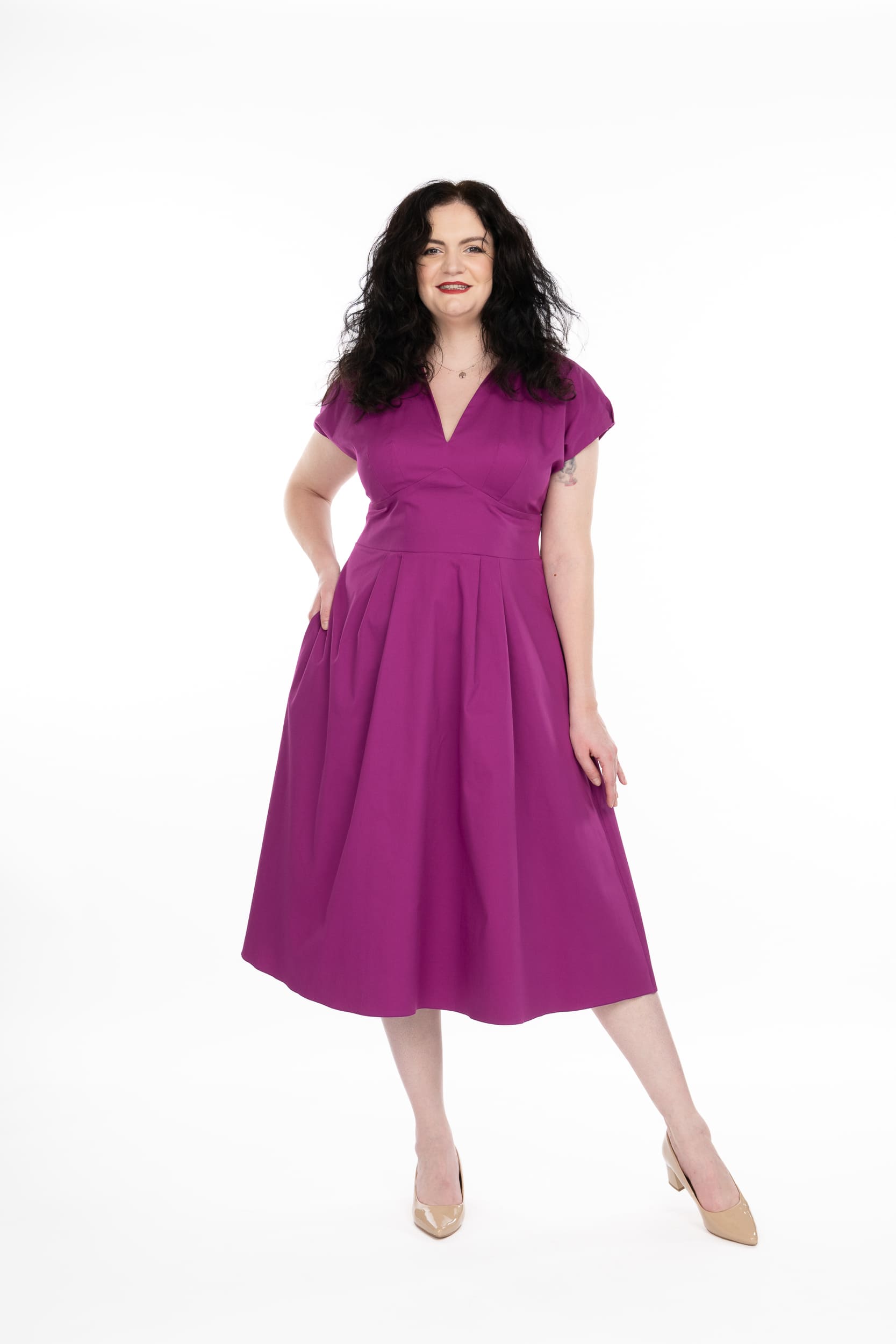 Rochia Ruxandra mov idu fashion rochie bumbac7