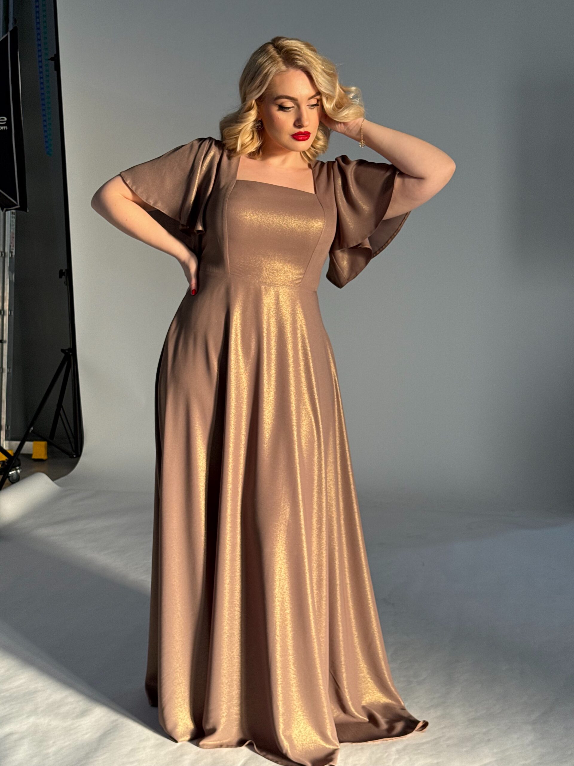Rochia Claudia IDU FASHION rochie eleganta aurie eveniment20 scaled
